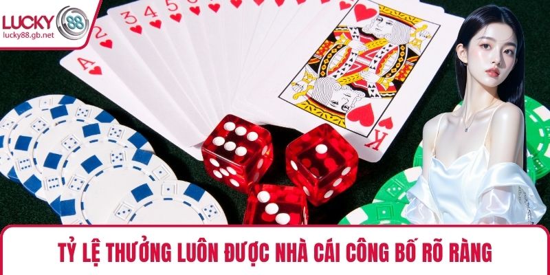 Tỷ lệ thưởng luôn được nhà cái công bố rõ ràng
